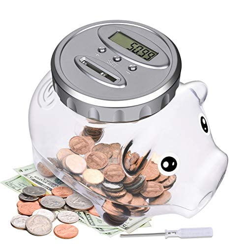 Digital Piggy Bank with Automatic LCD Display,Large Capacity Digital Counting Money Jar,Coin Bank as for Kids Friends Adults at Christmas,New Year’s,Birthday 